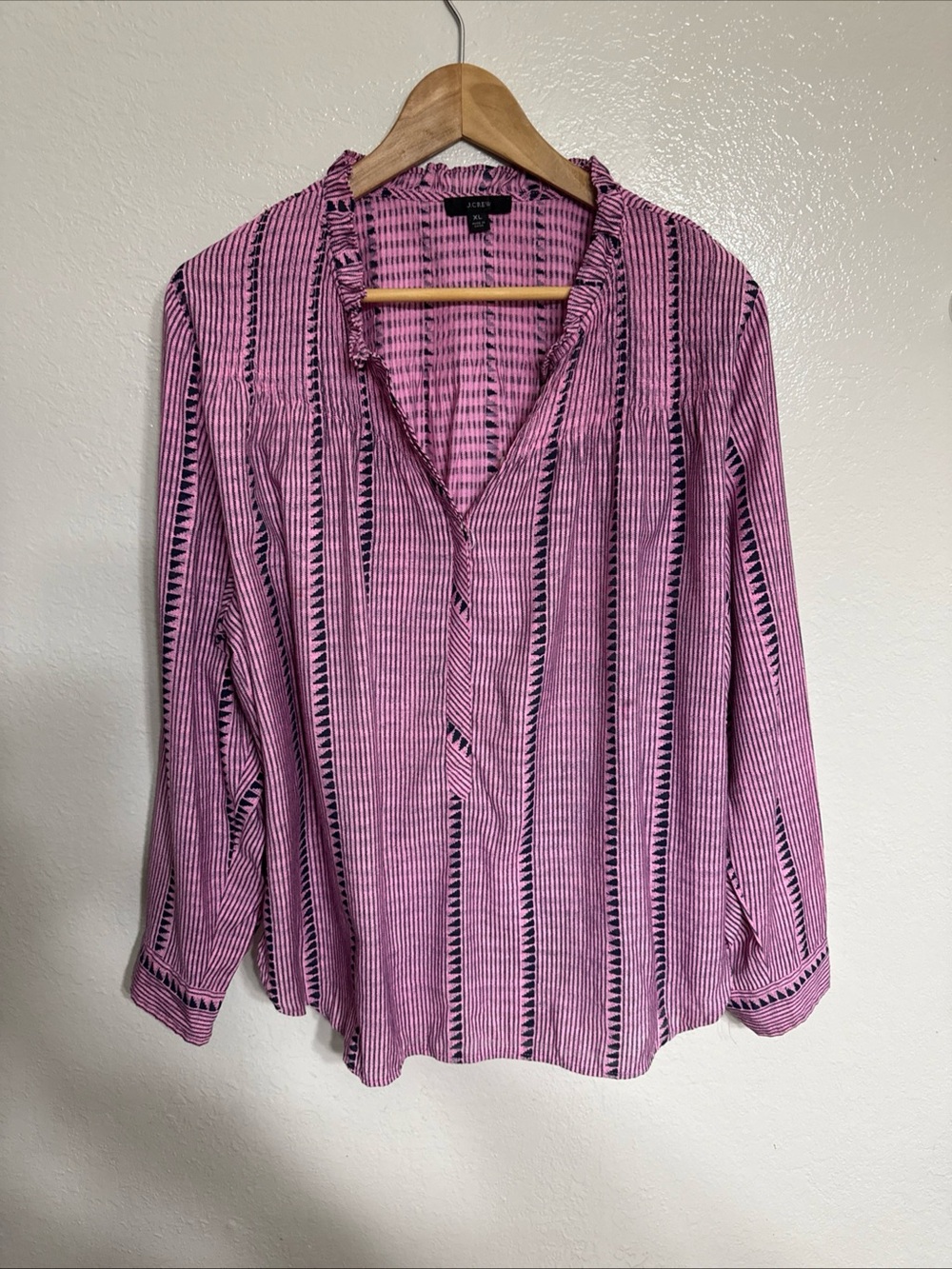 J. Crew Ruffleneck Pin-Tuck Classic Popover Ruffled Shirt